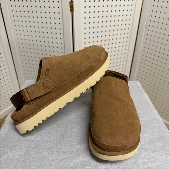 UGG Goldenstar Clog Womens 12 Chestnut Platform Shoes Warm Casual Clogs NWOB - Picture 7 of 13